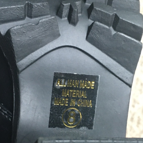 Black Chunky Heel Lace Up Combat Boots Booties - Picture 3 of 4